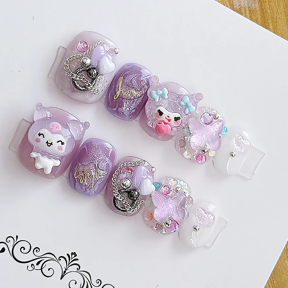 Miniso New Kawaii Sweet Girl Sanrio Kuromi Purple Love Handmade Wearing Armor Party Wedding staccabile Armor Piece Girl Gift