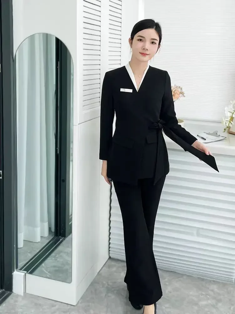 Autumn and Winter Korean Professional Beauty Salon Manager Work Top and Pants Overalls Company Reception Working Clothes Uniform