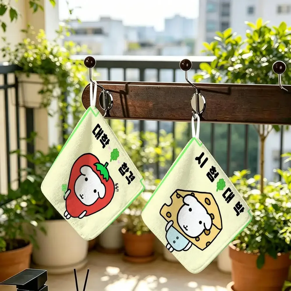 Cute GANADI Anime MEME   Polyester Cotton Hanging Kitchen Towel Skin Friendly Hand Wiping Towel For Hotel Cafe Household