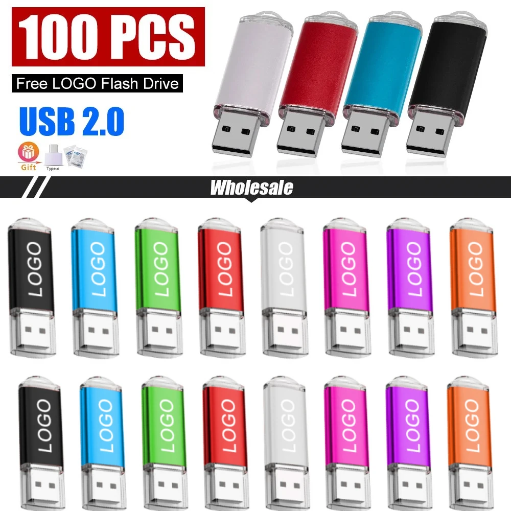 

100pcs/lot Free Logo metal USB Flash Drive 128GB 64GB 32GB 8GB 4GB memory Flash USB Stick pen drive 128mb 512mb PenDrive 2.0