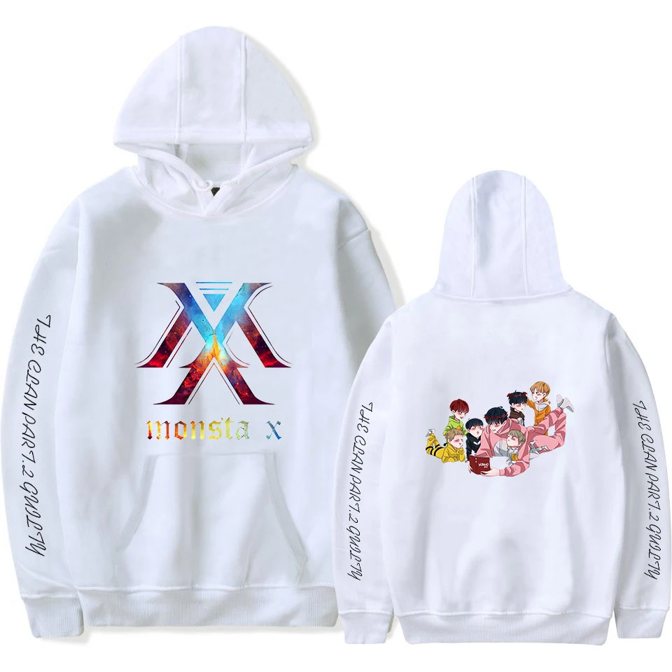 2024 Kpop MONSTA X NEW Album 'FOLLOW':FIND YOU Team 2D Print Fans Hooded Sweatshirt Women/Men Clothes Casual Hoodie Sweatshirt