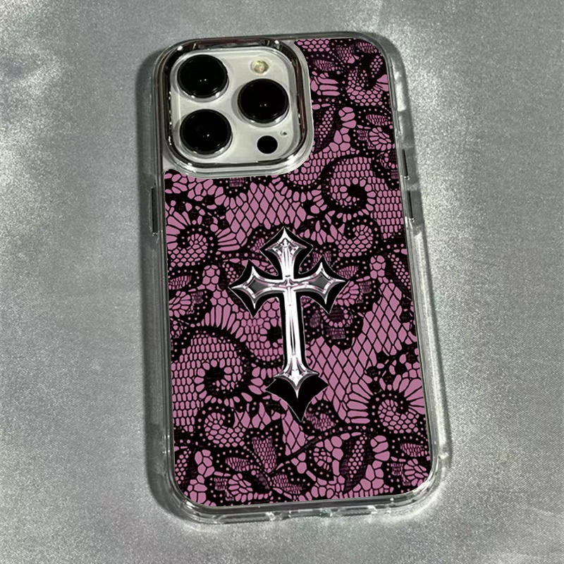 Dark Cross Frame Phone Case for OPPO Reno4 Reno5 Reno6 Reno8 Reno11 Reno12 Reno13 Reno14 Z T F Pro 4G 5G Transparent Soft Cover