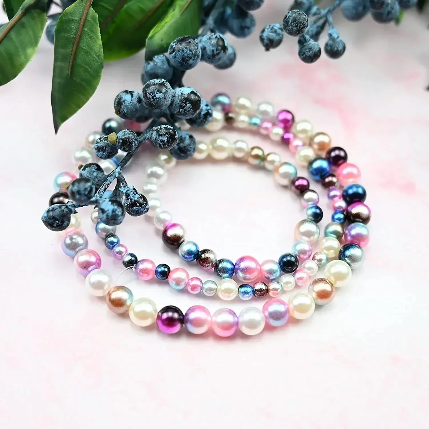 1890pcs 24-frame mermaid changing color 4 mm -10 mm perforated Pearl DIY set accessories