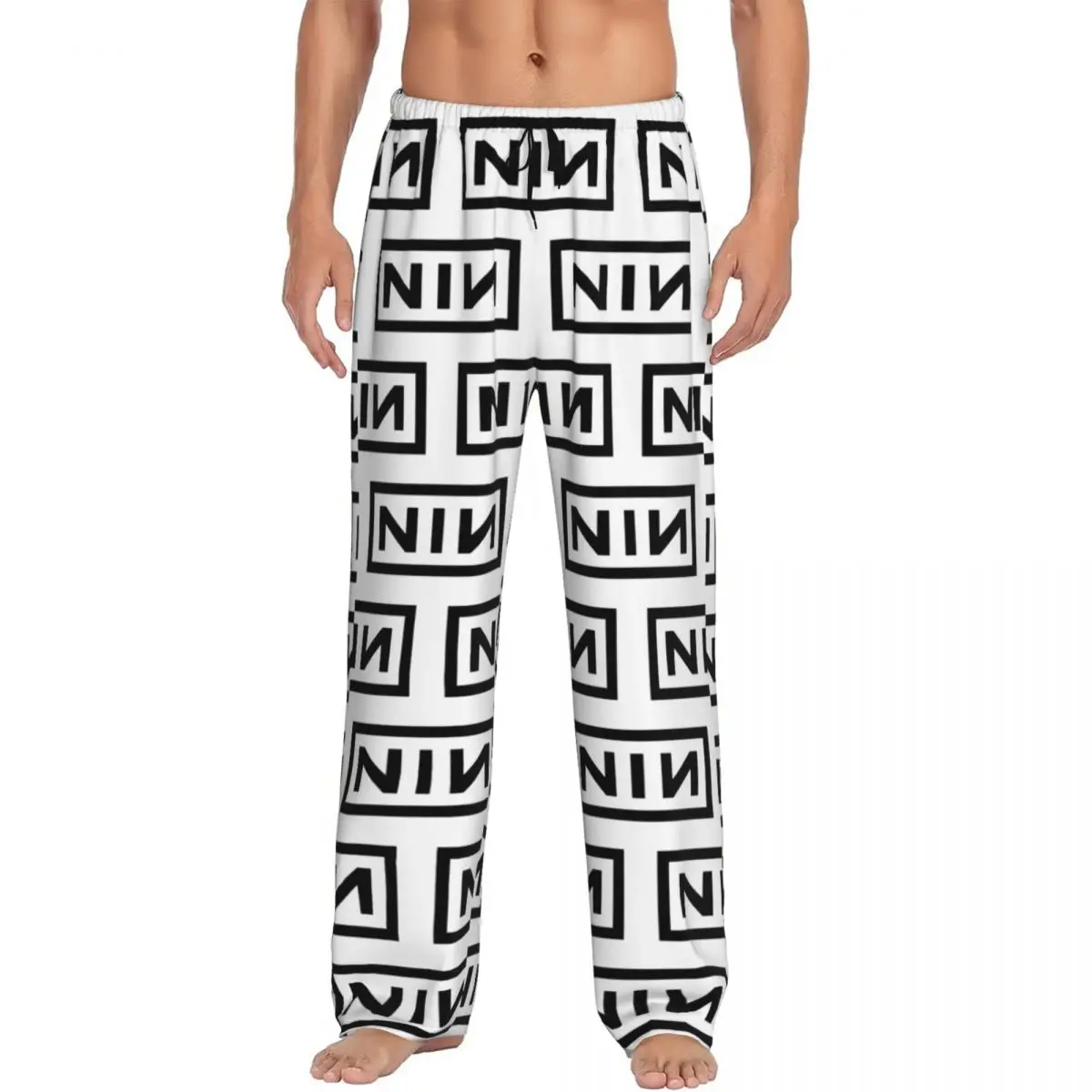 Pantalones de pijama con el logotipo personalizado de NIN, de la marca Nine Inch Nails, para hombre, ideales para dormir y relajarse, con bolsillos.