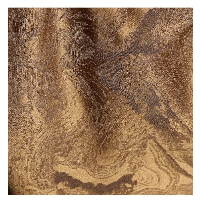 Golden Coffee Color Cloud Winding Green Mountain Texture Jacquard Chinese Style Jacket Horse Face Skirt Clothing Designer Fabric