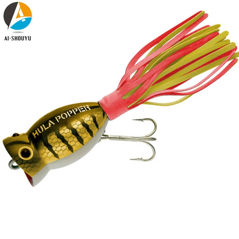 

AI-SHOUYU New Popper Fishing Lures 50mm/11g Topwater Minnow Hard Bait Pesca Wobblers Crankbait with Skirt Tail Fishing Tackle