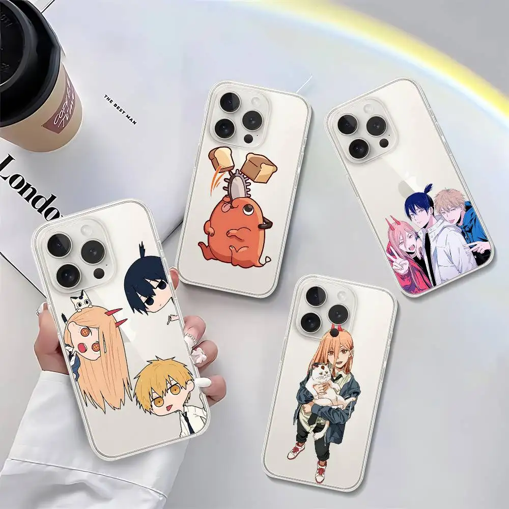 

Cute Anime C-Chainsaw Man Phone Case Soft Transparent Case For IPhone 17 16 15 14 13 12 11 Pro Max Mini Plus Shockproof Cover Ca