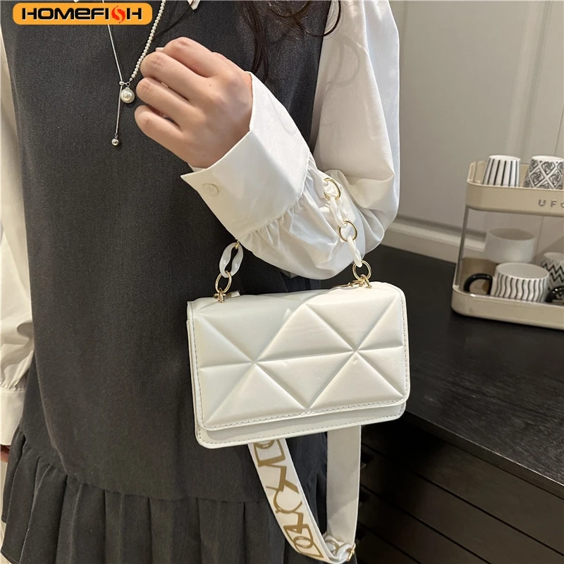 HOMEFISH New Women\'s Plaid Crossbody Bag, Korean Style Solid Color Shoulder Small Square Bag, Fashionable and Versatile Commute