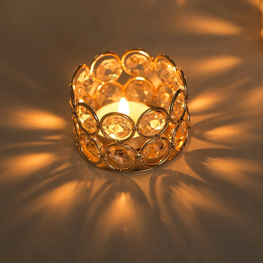 2/12pcs Crystal Tealight Candle Holder Elegant Candlestick Table Centerpieces for Wedding Halloween Christmas Holiday Decor Gift