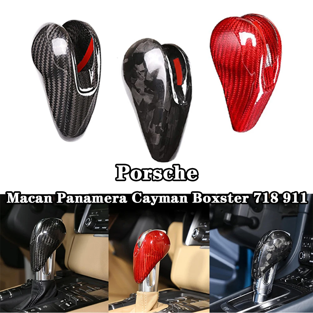

Real Carbon Fiber Gear Shift Head Cover Trim For Porsche MACAN 718 911 Panamera 970 Cayman Boxster 2009-2021 Upgrade Decoration