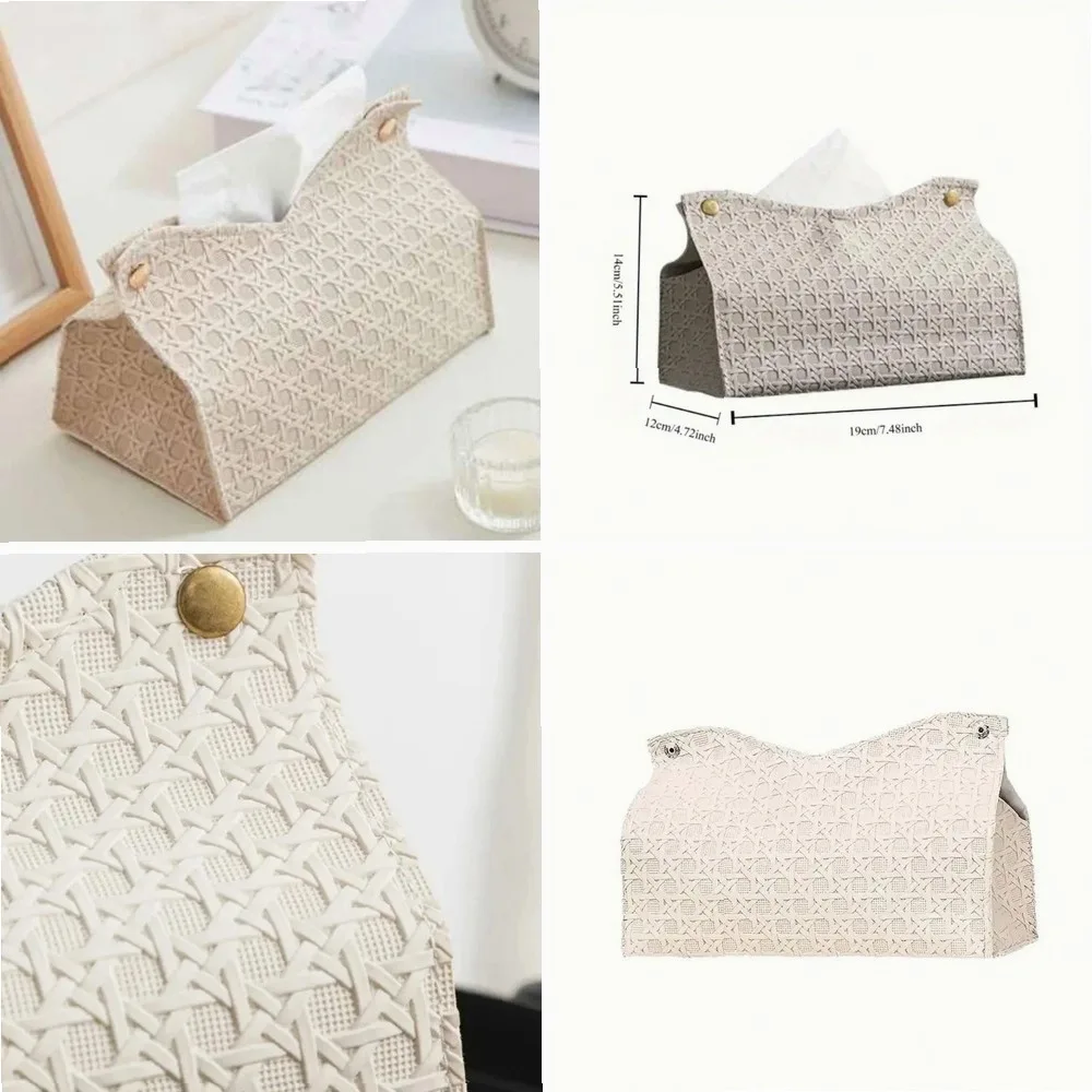 

PU Leather Tissue Box Cover with Buttons, Decorative Napkin Holder for Living Room, Bedroom, Bathroom