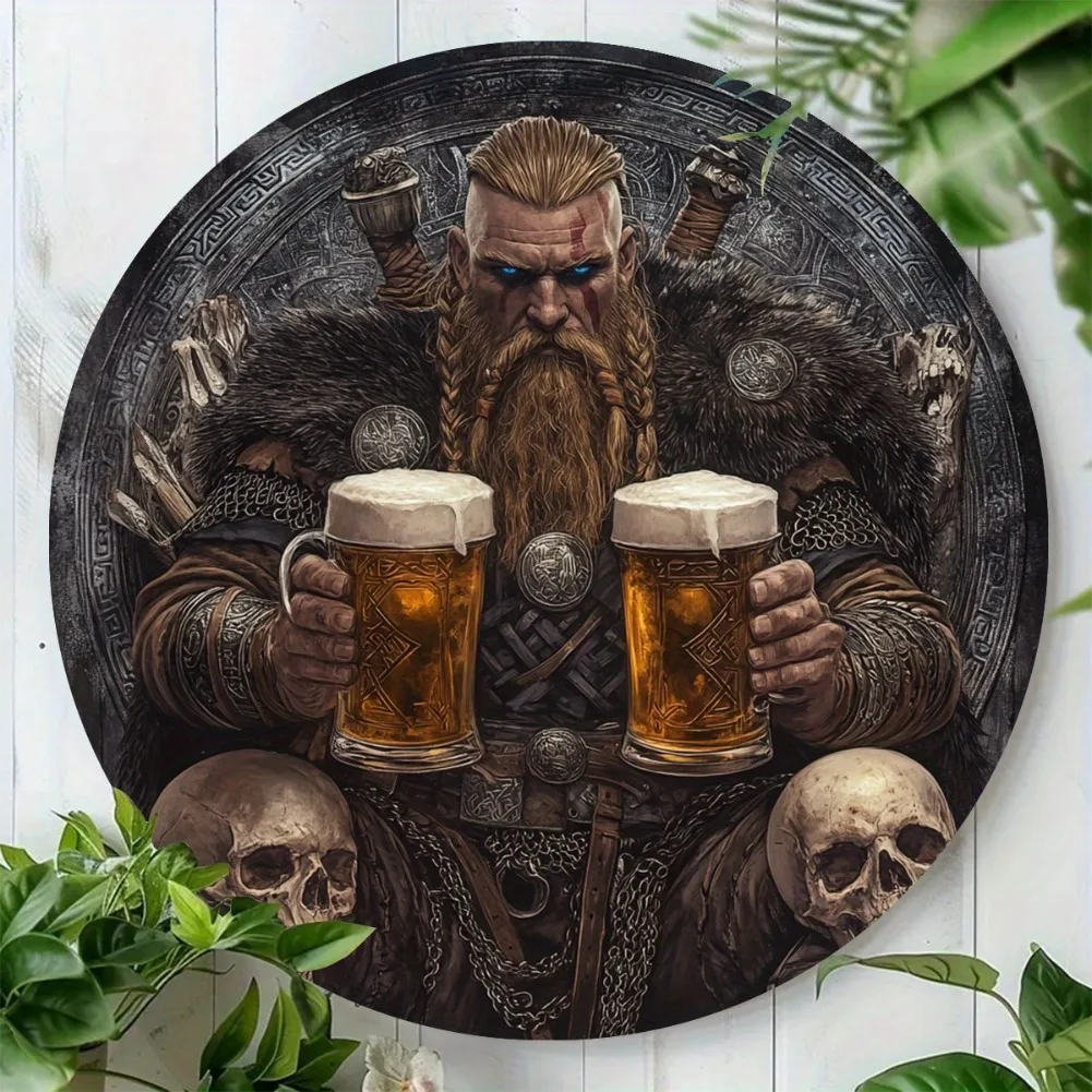 2D Flat - Viking Beer-Themed Circular Aluminum Wall Sign - 7.8