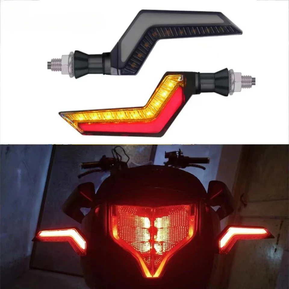 2 قطعة 12 فولت دراجة نارية إشارة مؤشر Led النهار تشغيل تدفق المياه الذيل بدوره إشارة مؤشرات المتعري بدوره مصباح إشارة