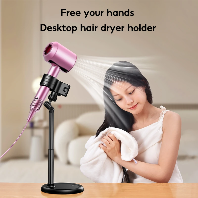 

Eary Adjustable Hair Dryer Holder Desktop Lazy Handsfree Hairdryer Organizer Stand with 360° Rotating Desk Clip Hair Dryer Stand