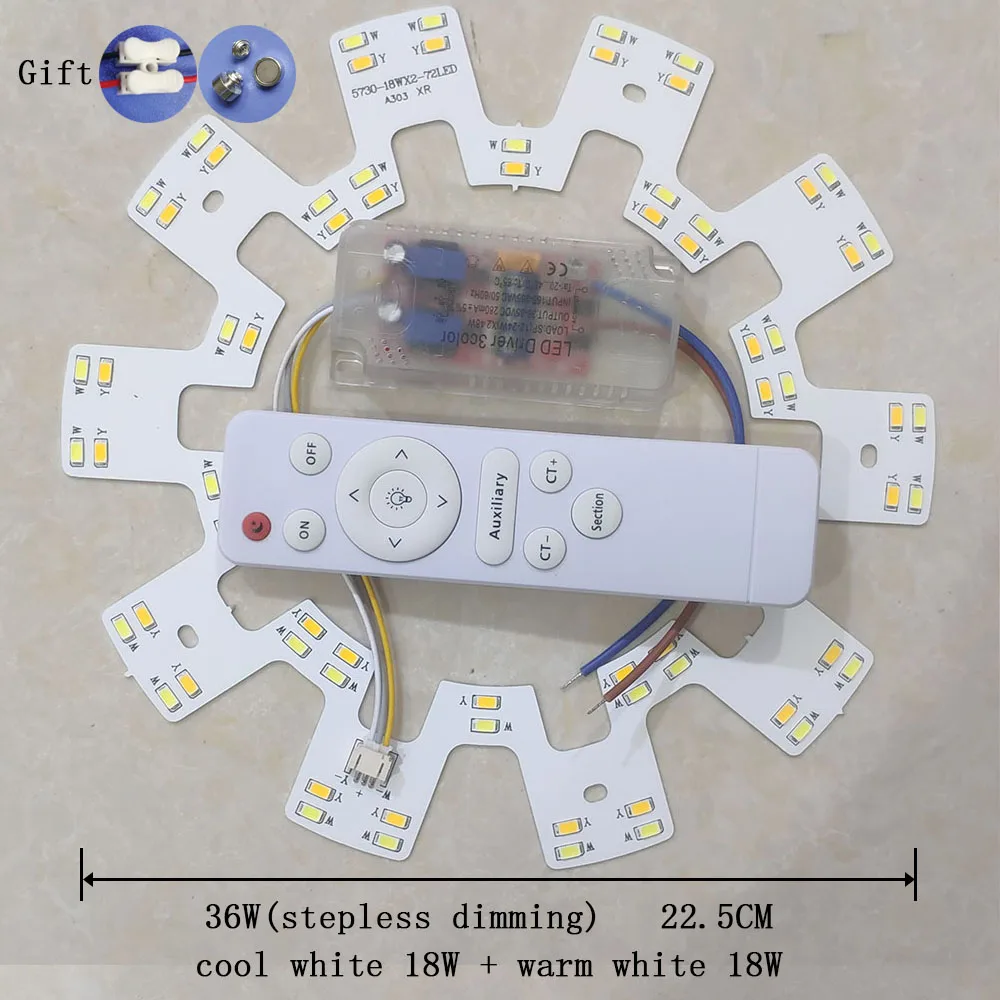 LED retrofitted light board instead of retro ceiling light converted into led light source 220V white light three-color dimming