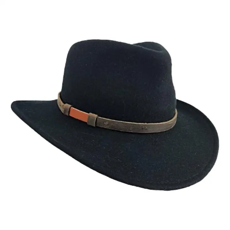 A52E Panama Hat Cowboy Costume Classical Hat with Decorative Belt Old Fashion Hat