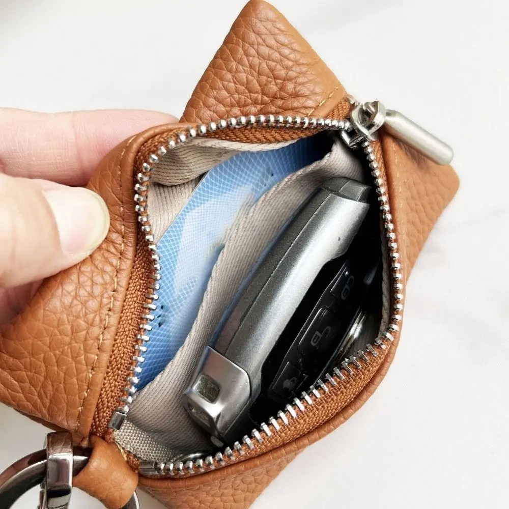 Mini PU Leather Hanging Neck Coin Purse Hanging Neck Solid Color Key Bag ins Japanese Style Zero Wallet Key Storage