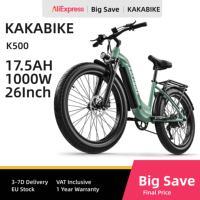 KAKABIKE K500 Electric Bicycle Adult 1000W Men's E-Mountain ebike 48V17.5AHBattery,26 Inch Wide Tyre women's Electric Bike