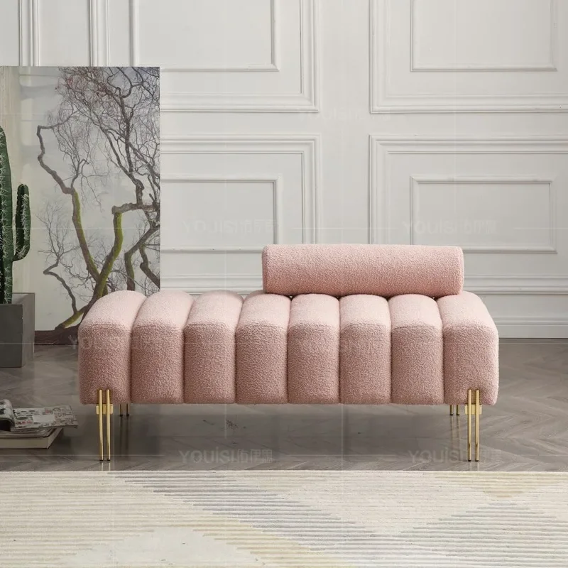 Lamb wool piano key shoe changing stool bedroom end of bed long strip cloakroom sofa stool living room