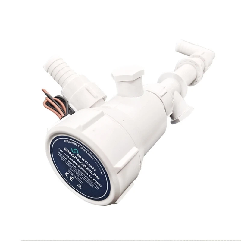 Yacht Bilge Pump, Vertical 800 GPH Marine Water Pump with Threaded Base, Locking Collar, and Outlet Fitting H8WE