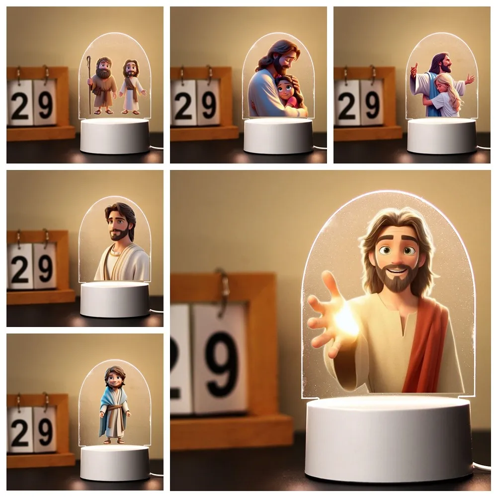 Jesus 3d Illusion Acrylic Lamp for Children's Room Table Desk Decor the kids Birthday Gift