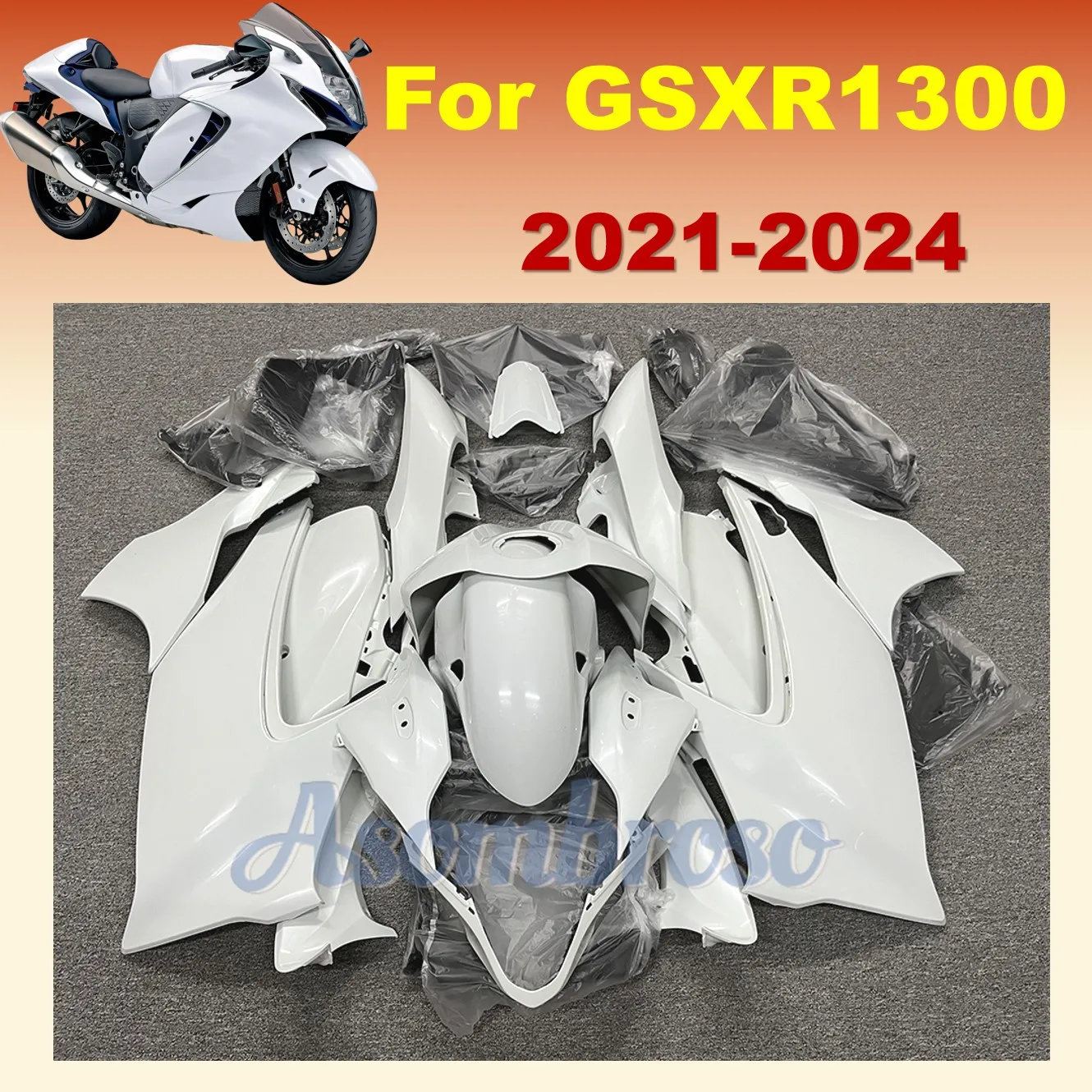 Pearl White Fairing Kit fit For GSXR1300 2021 2022 2023 2024 Hayabusa GSX1300R 21-24 GSX 1300R ABS Plastic Injection Molding