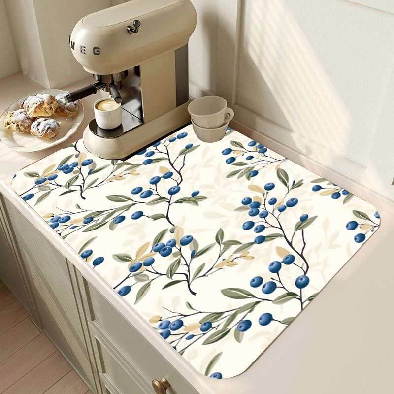 Dishwashing Mat Fresh Grape Cover Mat Countertop Absorbent Mat Soft Faucet Absorbent Kitchen Accessories Bathroom Accessories