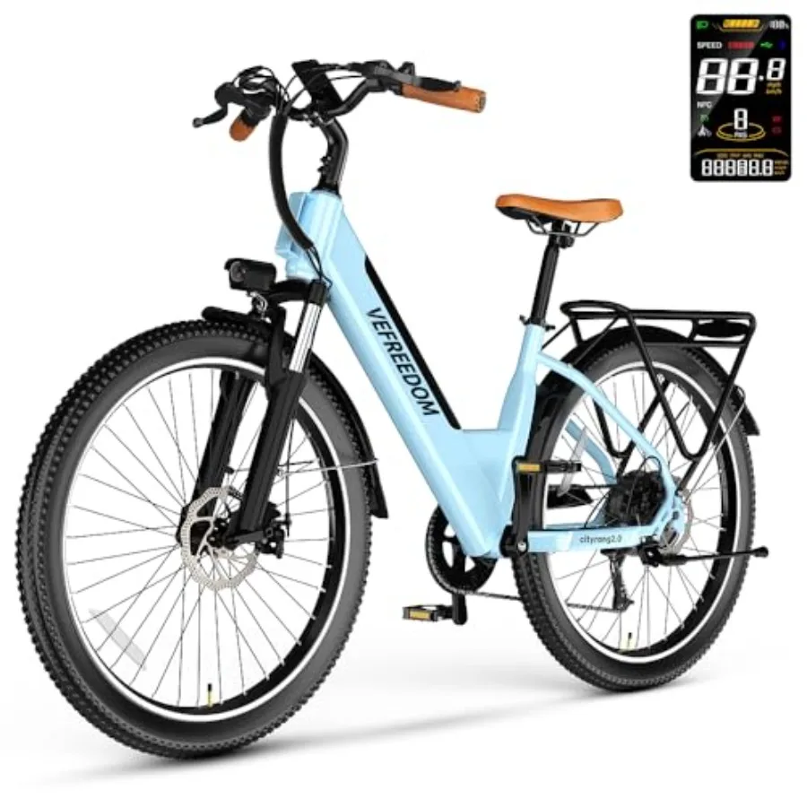 

Electric mountain e-bike for adult commute, beach, snow: 1000W/1500W peak, 26/24'' wheels, UL certified, removable battery, up