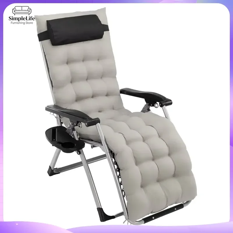 Infinite Zero Gravity Lounger Adjustable Folding Deck Chair Grey Terrace Beach Lounge Chair with Utility Tray Patio Pillows