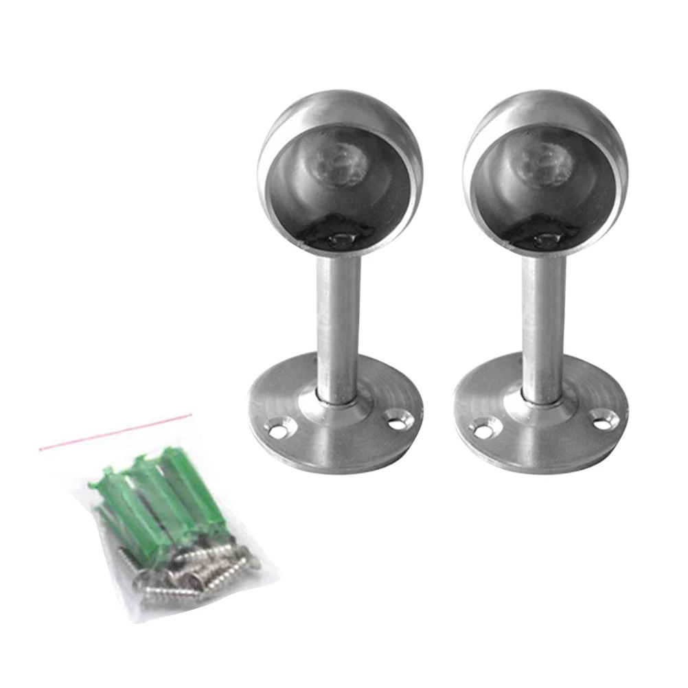 

Stainless Steel Round Head Seat Socket Heavy Duty Closet Pole Bracket for Bedroom Living Room Kitchen Oval Rod Supports