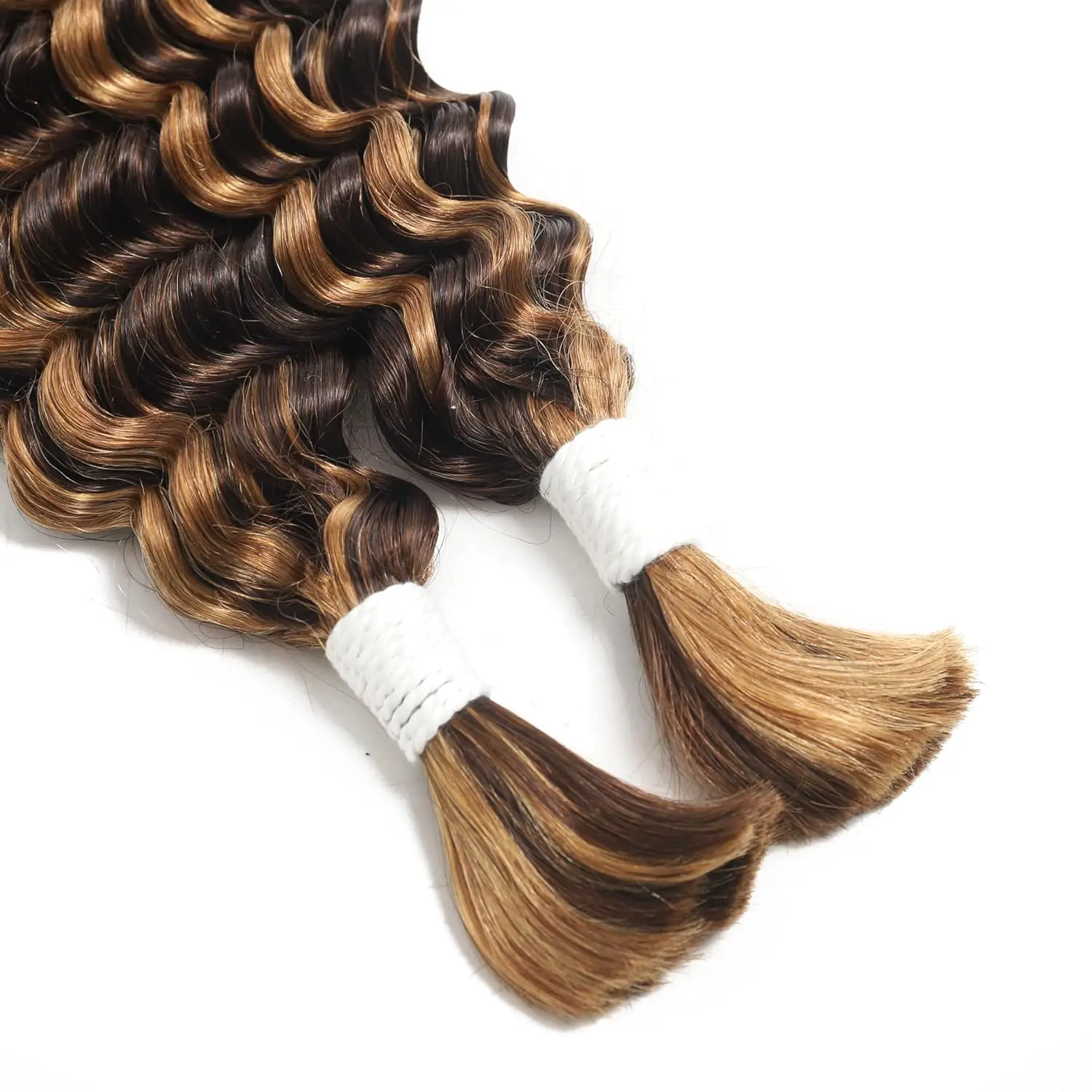 Pturquoise-Deep Wave Bulk Human Hair, 100% cheveux humains vierges brésiliens non transformés, 2 tresses, 100g, micro-tressé sans fil de trame