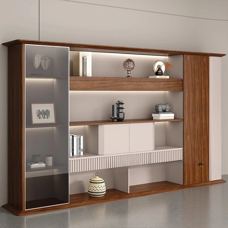 

Modern simple file cabinet boss table background cabinet study storage floor bookcase