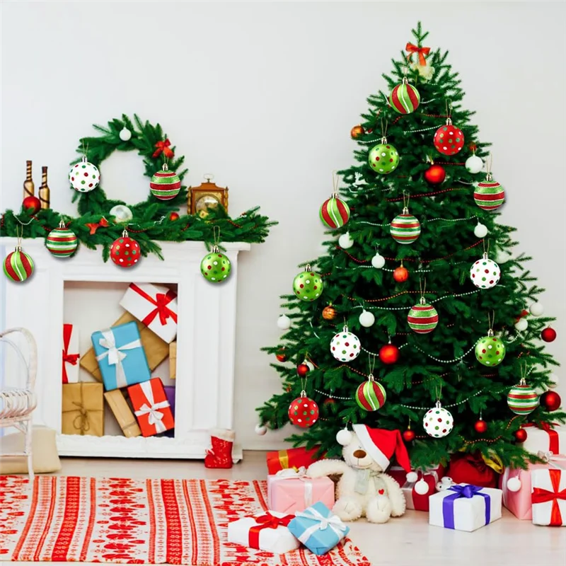 ABRB-18Pcs bolas de natal ornamento 2.4 Polegada brilhante pendurado bolas de natal para decoração de árvore, para casa interior decoração do feriado