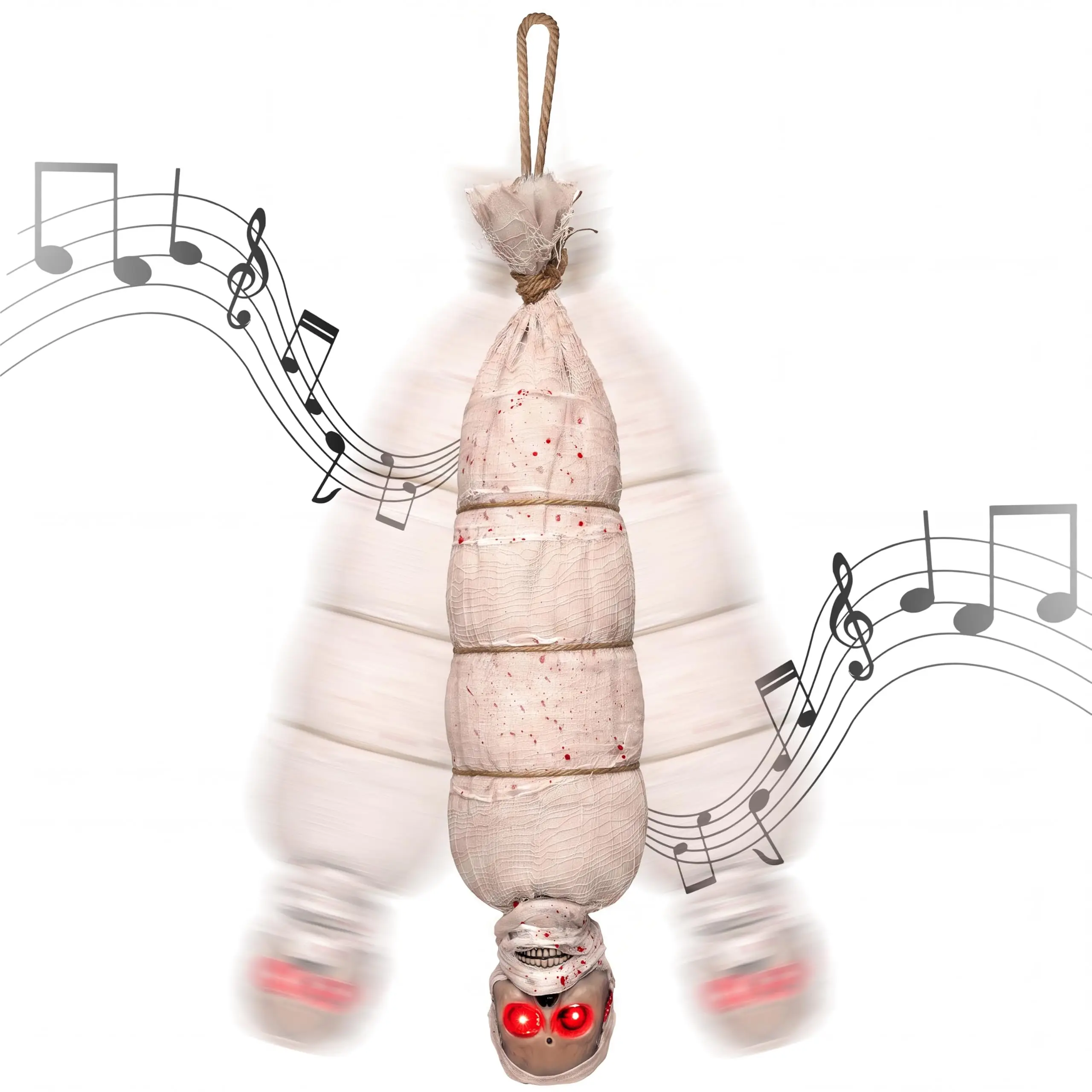 Halloween Animated Hanging Cocoon Corpse Decoration Spooky Hanging Corpse with Animated Flapping Wings for Scary Atmosphere