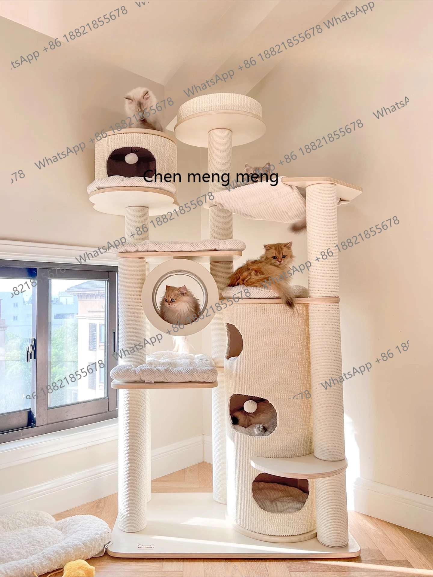 

Cat climbing frame, nest tree integrated multi-layer solid wood cat frame, large cat castle for home use