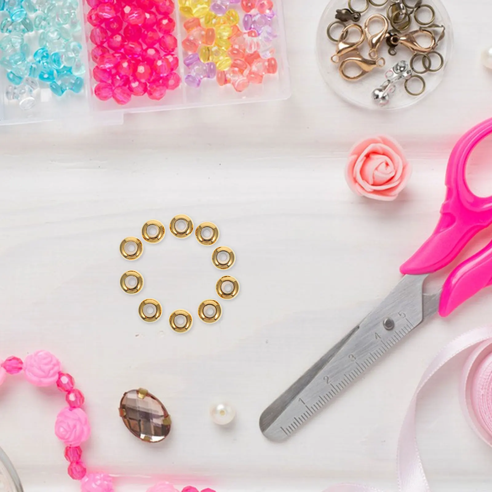 

10pcs Stainless Steel Spacer Round Metal For Jewelry Diy Crafts Durable Smooth Finish For Bracelets Craft Making Beads Round