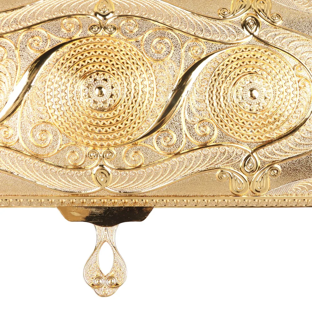 Classical Alloy Vintage Jewelry Box Soft Velvet Lining Gold Trinket Storage Box Rectangular Silver Keepsake Chest For Women