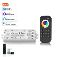 MJJC WT5 Tuya Smart Life LED Controlador 12V 24V 5 em 1 RGBCCT LED Strip Light Controller Funciona com Alice Alexa Echo Google Home