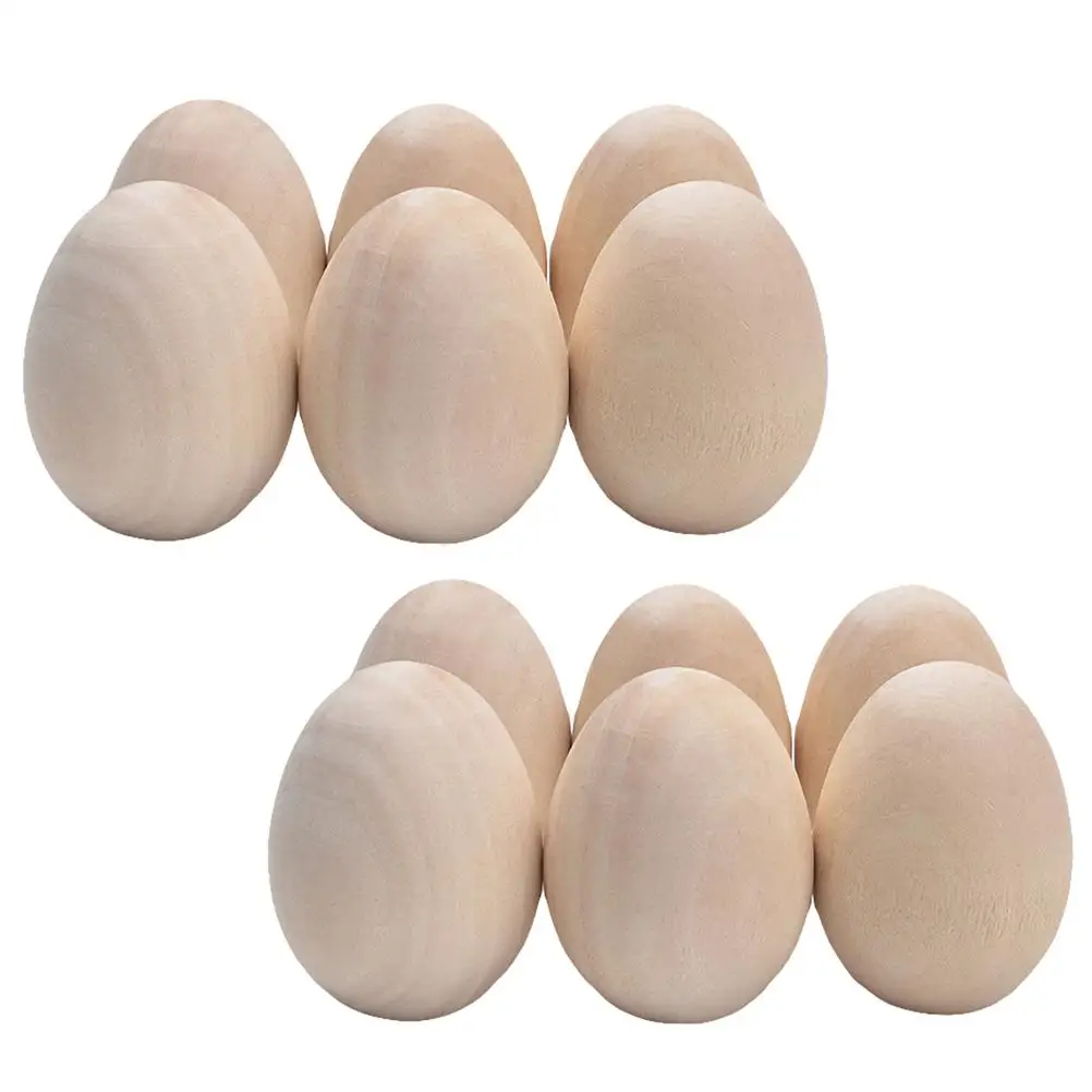 

12 Pcs Wooden Eggs Graffiti Kids Toys Painting Toddler Lifelike Fake Artificial