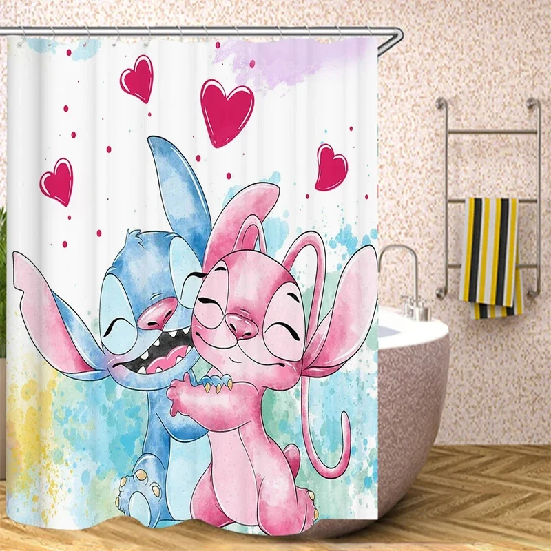 Stitch bathroom curtain waterproof anti-corrosion cartoon pattern shower supplies multi-color optional water retaining set