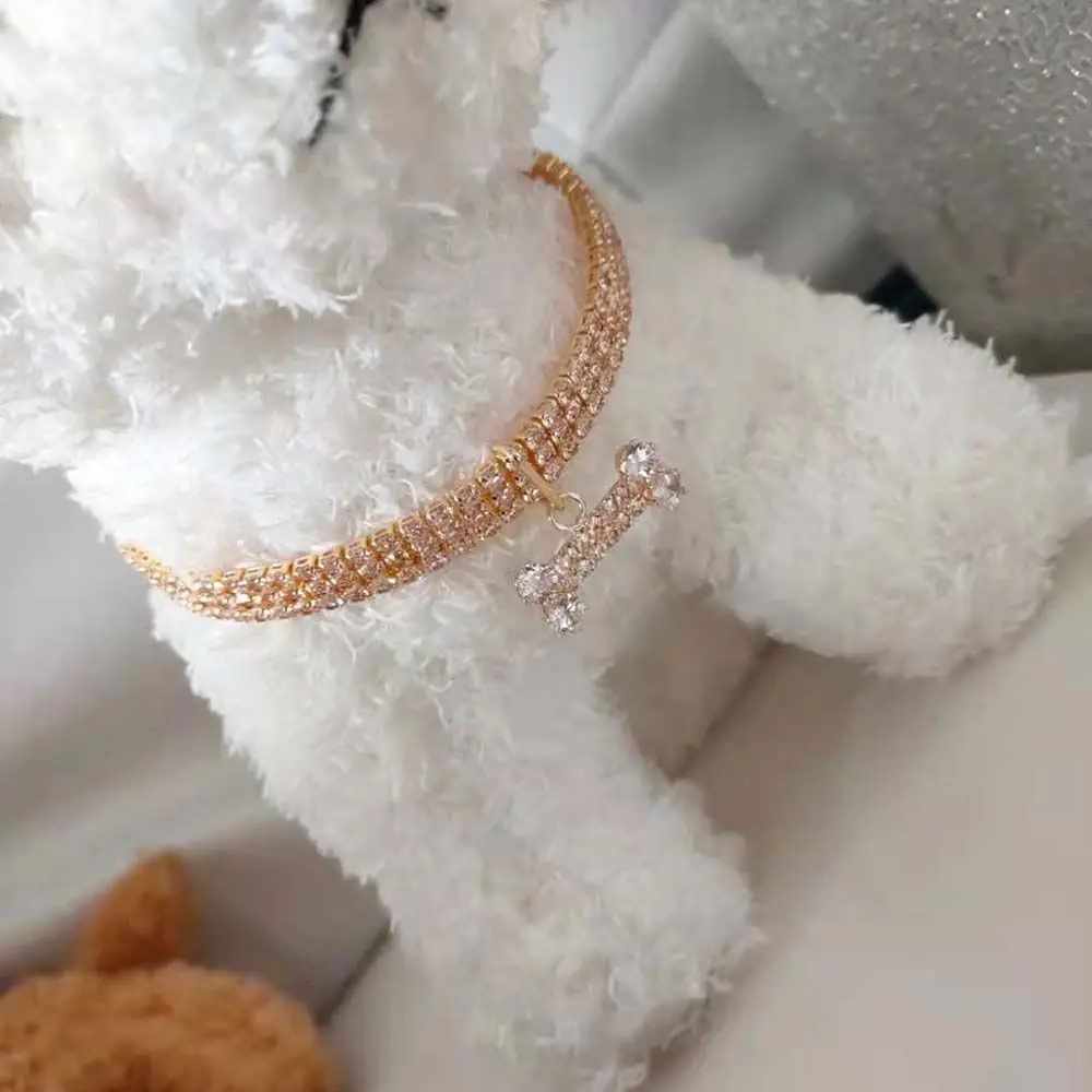 Three Drainage Diamond Dog Chain Puppy Accessories For Cat and Dog Jewelry Pet Collar Cat Jewelry Dog Necklace Pet Supplies