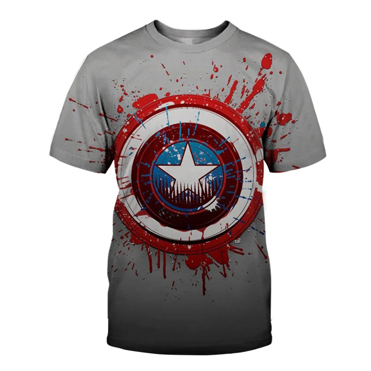 تي شيرت Marvel Captain America Fashion 3D مطبوع للرجال صيفي جديد Avengers 3D مطبوع كاجوال مريح بأكمام قصيرة #4