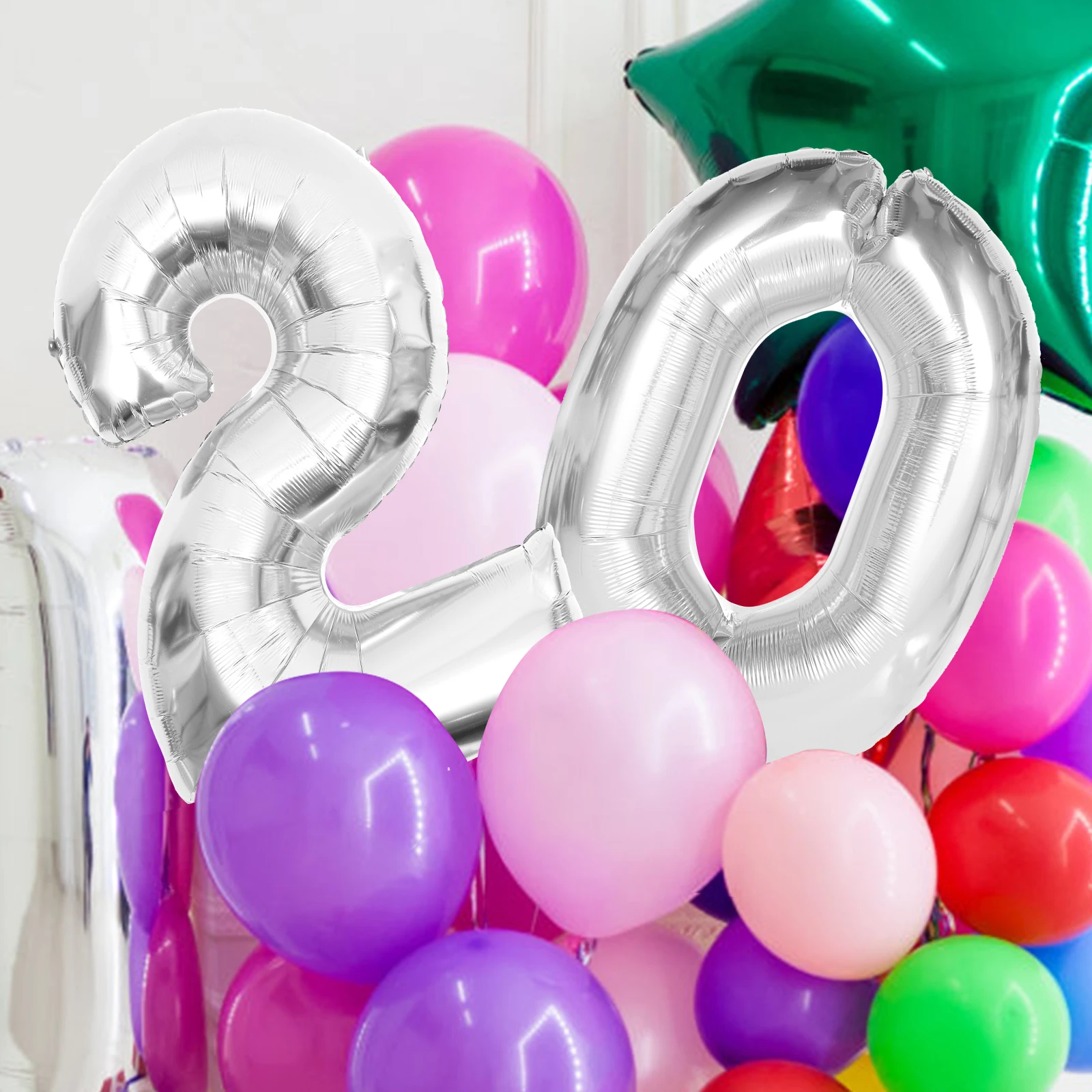 

2024 Number Balloons 40 Inch Silver Decorative Balloon Set for New Year Party Wedding Baby Shower Graduation Bright Color
