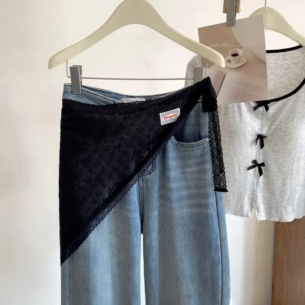 Moda doce renda meia saia flor bordado altura cintura gaze saia rendas y2k outwear mini saia festa