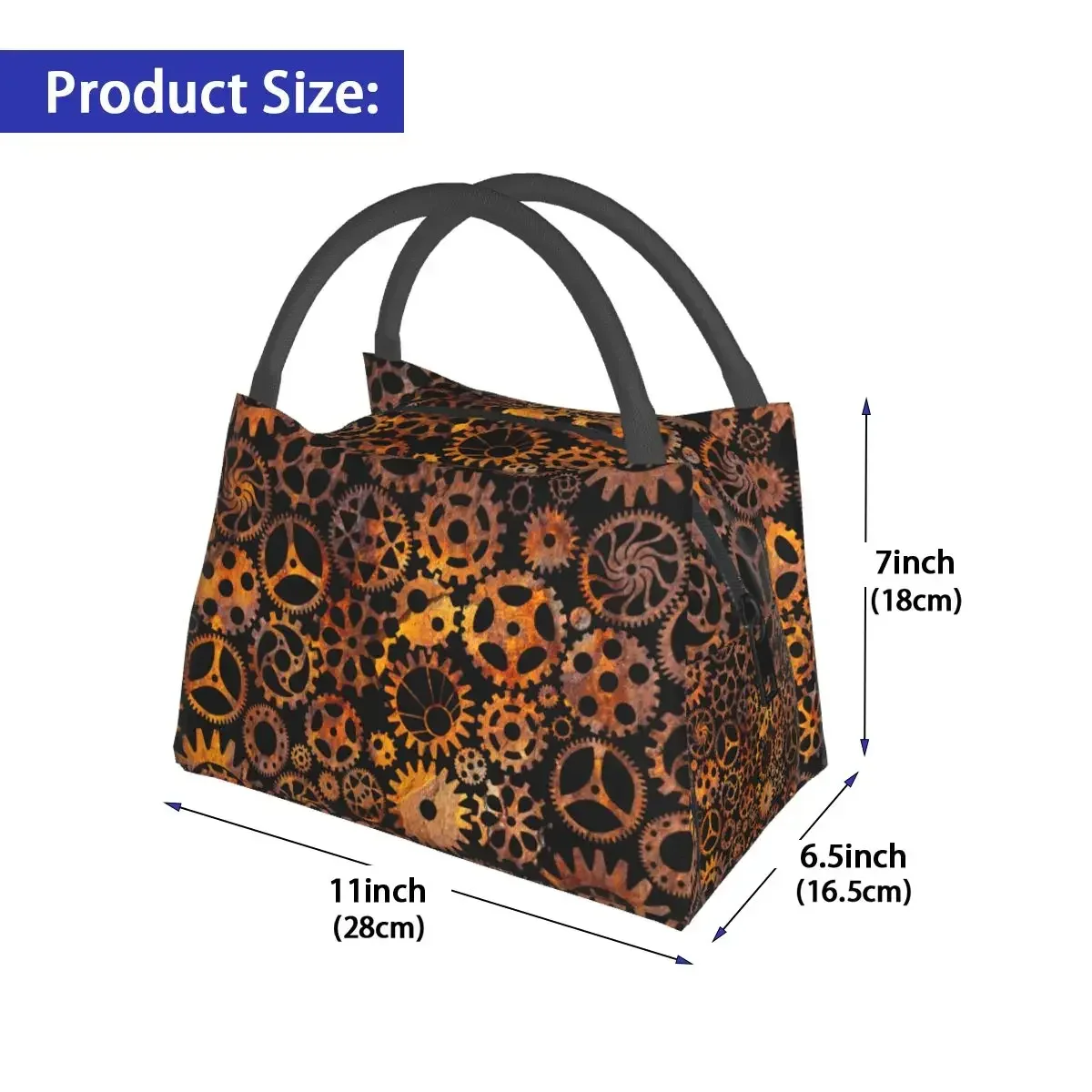 Steampunk Super Lunch Bag Colorful Rusty Gears Portable  Lunch Box Travel Designer Cooler Bag Aesthetic Waterproof Lunch Bags