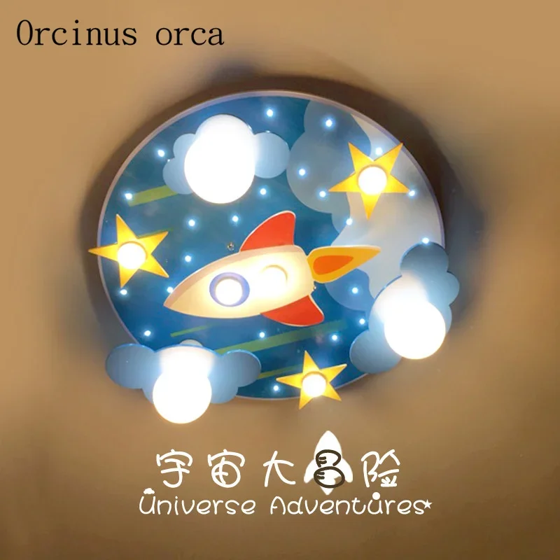 Creative cartoon aircraft ceiling lamp children room  bedroom modern simple spaceship LED ceiling lamp free shipping