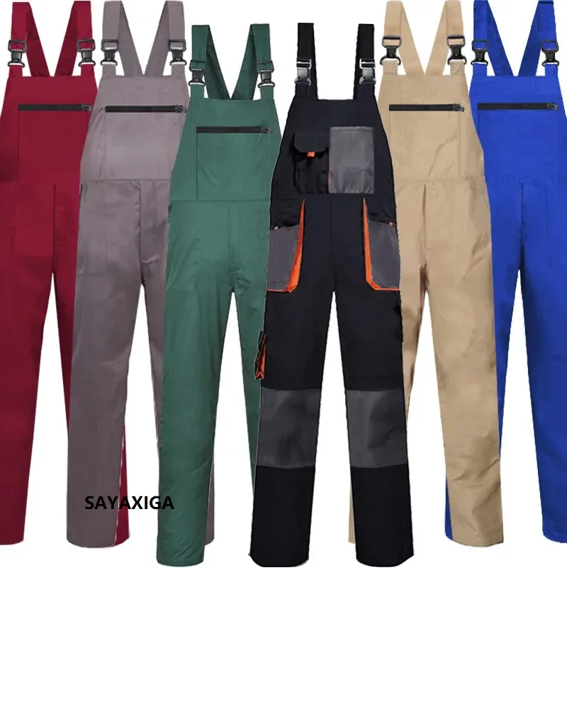 Bib Overalls Men Work Clothing Plus Size Protective Coveralls Strap Jumpsuits Multi Pockets Uniform Sleeveless Worker Pants 5xl