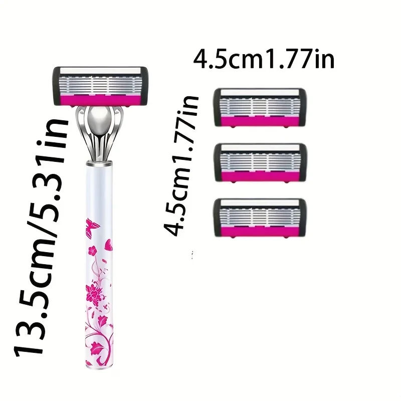 شفرة ماكينة حلاقة مكونة من 6 طبقات من الفولاذ المقاوم للصدأ، ماكينة حلاقة يدوية للرجال 1 حامل شفرة 3/6 رأس شفرة