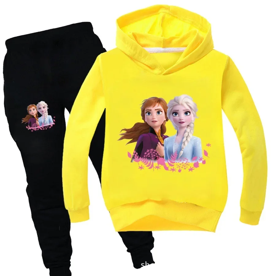 New Fashion Girls Sweatshirt Long Sleeve T Shirt Pants Frozen Anna Elsa Kids Clothing Set Boys Outfits Children Hoodies Suits