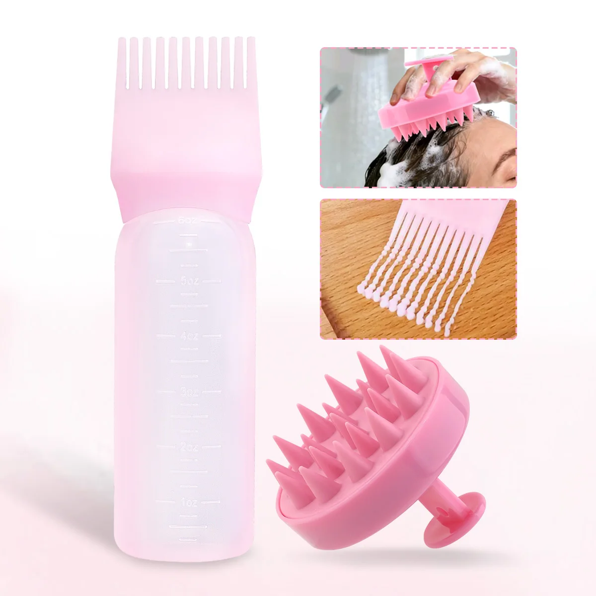 2PC plastic hair dye bottle+comb combination, used for hair dye cream bottle and perm, special for hairdressing in barber shop.